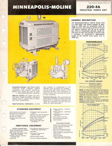 Equipment Brochure - Minneapolis-Moline - 220-4A Engine Power Unit c1964 (E1781)