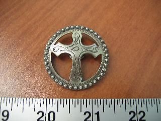 1-1/2&#034; Christian Cross Dotted Concho Conchos Matte NKL