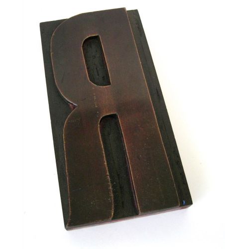 Letter R Big Rare Size 8&#034; Vtg Wood Type Letterpress Printer&#039;s Block  Industrial