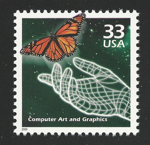 Computer Art and Graphics Butterfly Hand Electronic Animation US Stamp MINT NH!