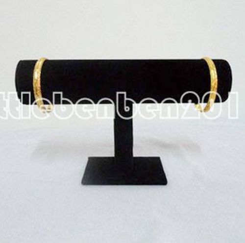 Black Leather 1 Tier Jewelry Bracelet Necklace Watch Display Stand Holder T-bar