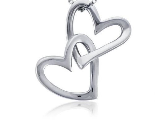 Double Heart Pendant in Sterling Silver Free Shipping