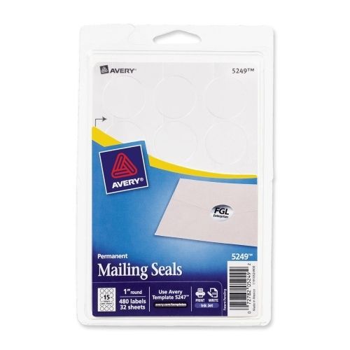 Lot of 4 avery mailing label - 1&#034; diameter - 480 / pack - circle - silver for sale