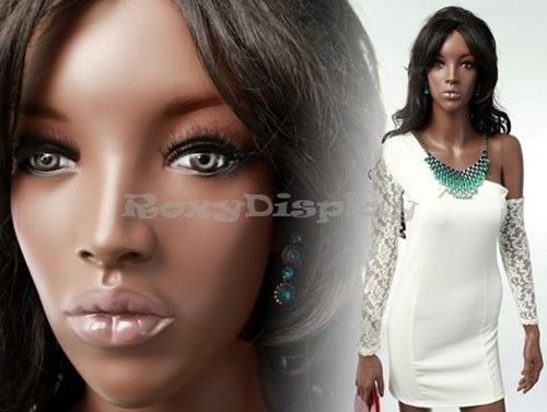 Fiberglass Pretty Black Female Mannequin Display Dress Form #MZ-MYA2+FREE WIG
