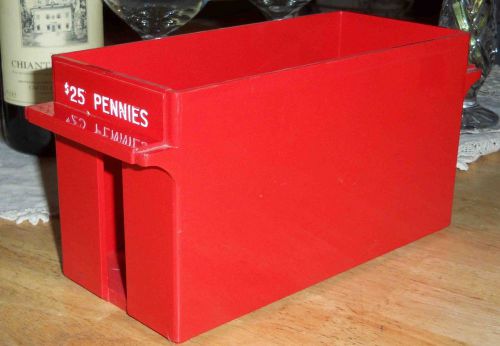 Plastic Coin Roll Tray Bucket Holder $25 50 Roll Penney RED Banking Equipment
