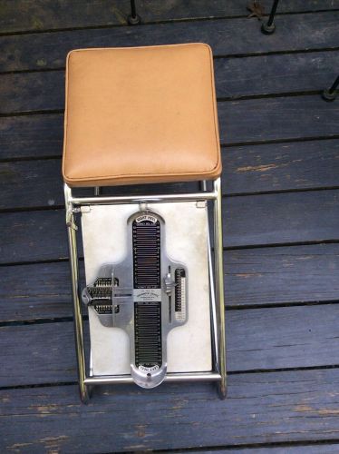Shoe fitting stool vintage with padded seat w/swivel brannock turning foot plate for sale