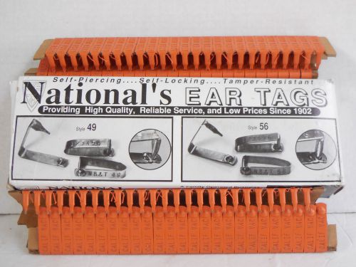 NEW cattle cow ear tags open box, National Band, 100 Calif VAC style 56 numbered