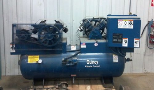 Quincy climate control 80-gallon duplex air compressor dual baldor 3hp qc03008d for sale