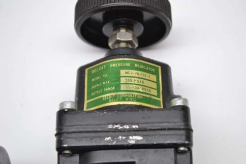 Beloit mc2-75-132-1 1/2-30psi 250psi 3/8 in npt pneumatic regulator b442375 for sale