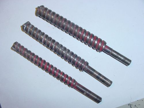3 masonary drill bits - carbide - hollow core -- 1/2&#034; - 5/8&#034; - 11/16&#034;