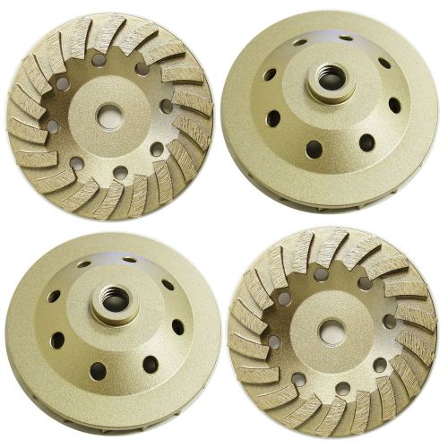 4pk 4.5” Concrete Turbo Diamond Grinding Cup Wheel 18 Segs. 5/8&#034;-11 Arbor