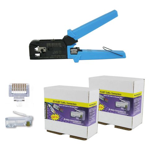 Platinum tools 100004c ez-rj45 crimper tool with ez-rj45 cat 6+ 200 connectors for sale