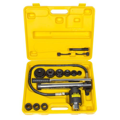 10 Ton 6 Die Hydraulic Knockout Punch Driver Kit Hole Hand Tool Conduit 1/2 to 2