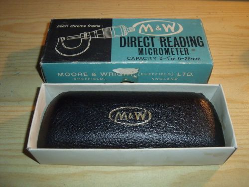 MOORE &amp; WRIGHT DIRECT READING MICROMETER 0-1 OR 0-25 MM SIZE-MINT IN CASE IN BOX
