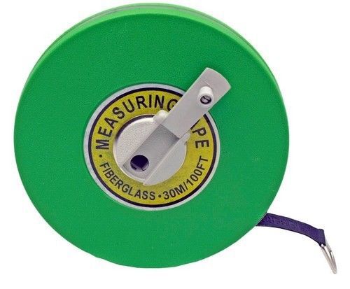 100 ft.vinyl coated fiberglass tape measure marked inches &amp; metric measurements for sale