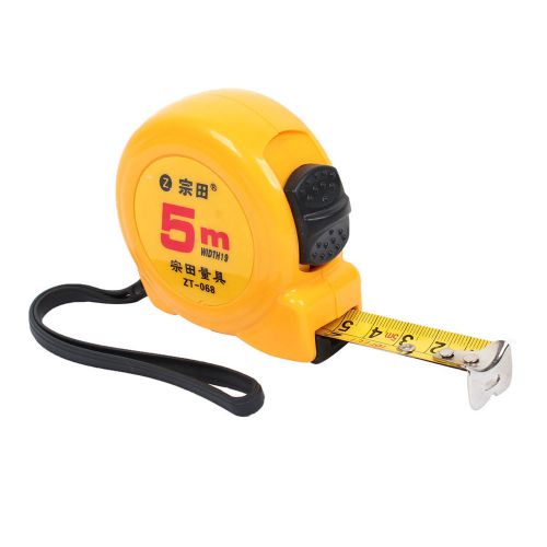 Yellow Retractable Plastic Ruler Tape Measuring Tool 5 Meters Range