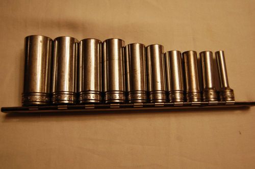 Snap-on 3/8 Drive 10 Pc. Deep Well Sockets 1/4&#034; to 7/8&#034;