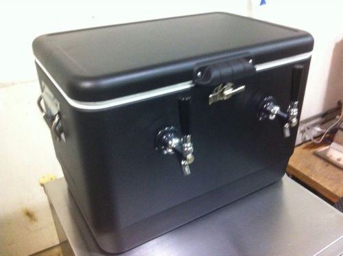 Draft keg beer double matte black steel belted jockey box cooler w/70 ft coils for sale