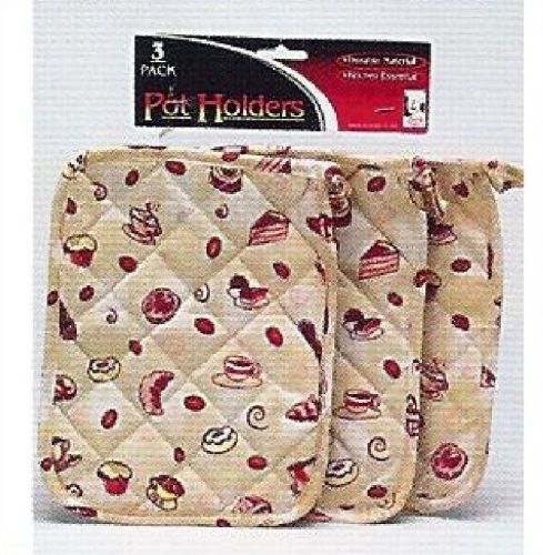 1 PK (3 Pieces Per Pack) Pot Holder Holders Fabric NEW