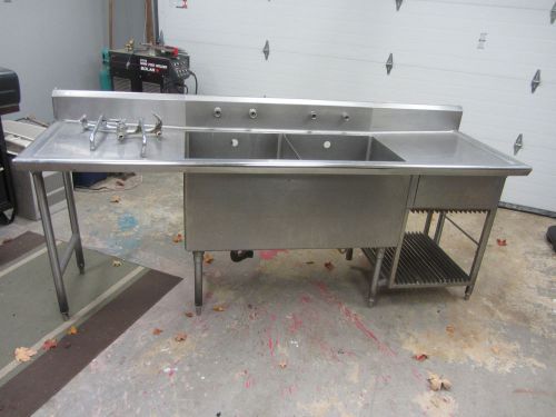 Oversize Stainless Steel 2 Compartment Sink - 8 Feet wide &amp; 22 inch Basins!