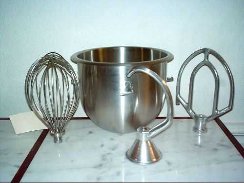Hobart 10 qt mixer package mixing bowl, dough hook, flat beater paddle. for sale