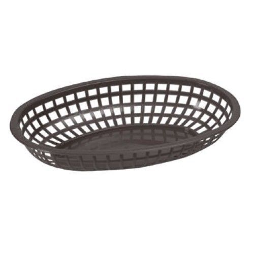 Winco POB-K Large Oval Food Basket, Black 10-1 / 4&#034; x 6-3 / 4&#034; x 2&amp;quo