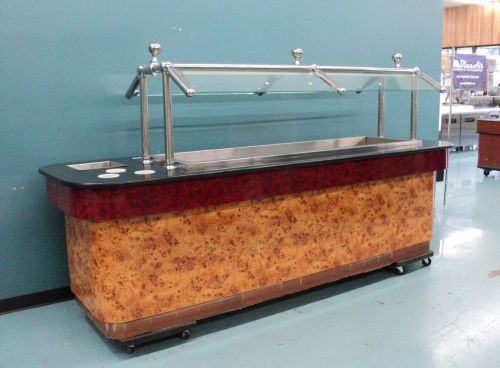 Salad bar buffet table with sneeze guard for sale