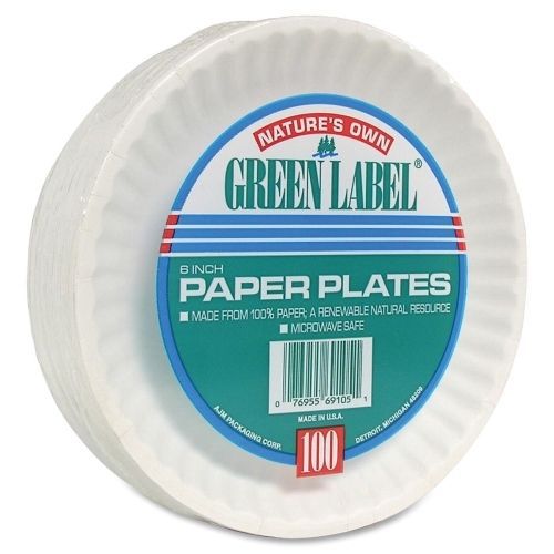 AJM Green Label Plate - 6&#034; Diameter Plate - 1000/Carton