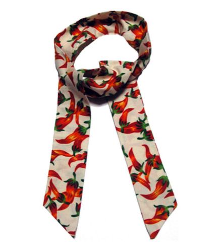 The&#034;Red &amp; Green CHILLIS On White&#034; Neck Cooler/ Bandana.BEAT THE HEAT!