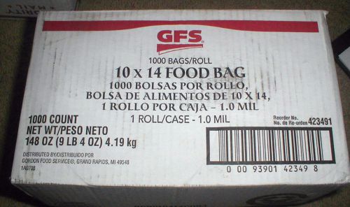 Roll of 1000 Clear Plastic Food Bags 10&#034; x 14&#034; 1 mil Thickness w/ Ties by GFS