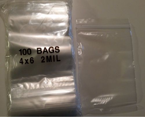 100 4&#034;x6&#034; ZIPLOCK BAGS Clear 2MIL Small POLY BAG RECLOSABLE BAGS Plastic Baggies
