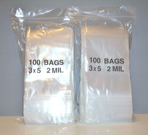 200  3 x 5 in. Zip Lock Bags  Clear Storage Bags  Strong 2 Mils Bags  3 x 5 Bags