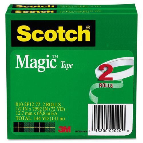 NEW 3M 810-2P12-72 Magic Tape, 1/2&#034; x 2592&#034;, 3&#034; Core