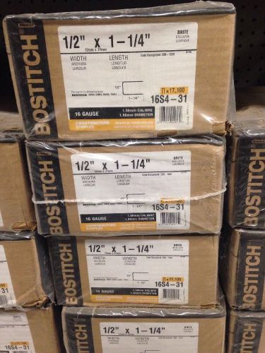 10 Boxes Of Bostitch 16S4-31 1/2&#034; X 1 1/4&#034; 16 Gauge Staples