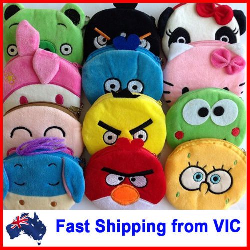 Cartoon coin bag purse plush novelty kids school office gift toy cute stationery for sale