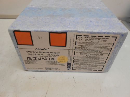 New hach 25030-25 dpd total chlorine reagent accuvac ampules 02-2.00mg/l 25/pk for sale