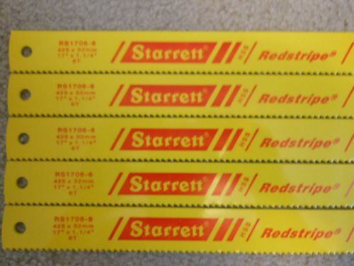 5 new in box starrett redstripe power hacksaw blades! rs1706-6 17&#034;x1-1/4&#034; 6t hss for sale