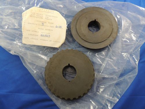 Lot of 2 Crank Driven Pulleys  30 Tooth - 1 1/4&#034; Bore - 1/8&#034; Keyway 5/8&#034; Width