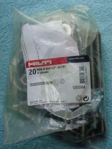 Hilti has-r  304 anchor rods 1/2&#034; x 6.5&#034; (bag of 20)  hilti part  # 385464 for sale