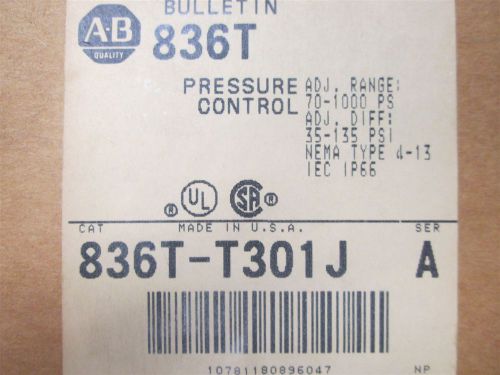 Allen Bradley 836T-T301J Ser A Pressure Control 70-1000 psi New Old Stock