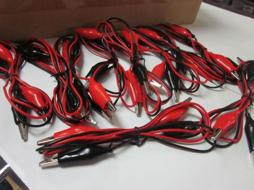 10pc RED BLACK 30&#034; DOUBLE END ALLIGATOR ROACH CLIP TEST LEADS WIRE PROBE JUMPER
