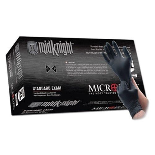 Microflex Midknight Black Nitrile Gloves MK-296 LARGE