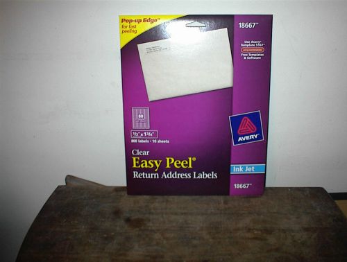 Avery Easy Peel Return Address Labels for Inkjet Printers 0.5 x 1.75&#034; CLEAR