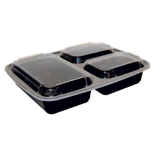 150ct. newspring nc333bv black 32oz 9x7 compartment rect microwavable containers for sale