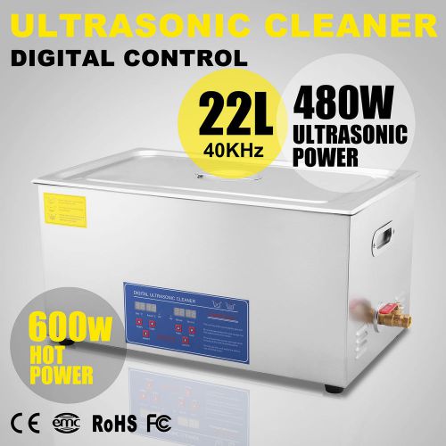 22L 22 L ULTRASONIC CLEANER FLOW VALVE SKIDPROOF FEET 8 SETS TRANSDUCER GREAT