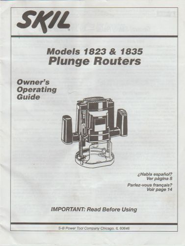 Skil Plunge Router Owner&#039;s Operating Guide for models 1823 &amp; 1835