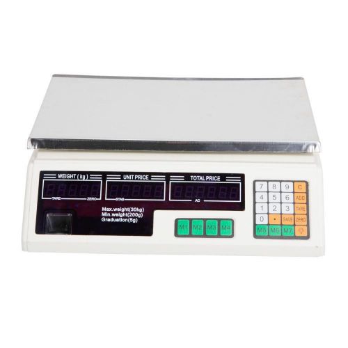 30KG 66lbs Digital Meat Food Computing Retail Price Scale Fruit Produce White