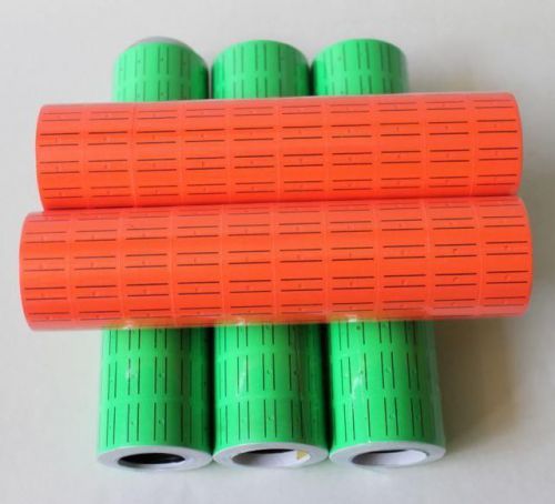 25,000 Tags Labels GREEN RED w/lines refills for Mx-5500 1 line sticker 5 tubes