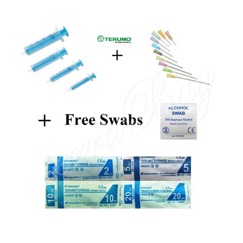 10ml Terumo 2-part Medical Sterile Syringes with Needles &amp; Free Swabs Sets of 10