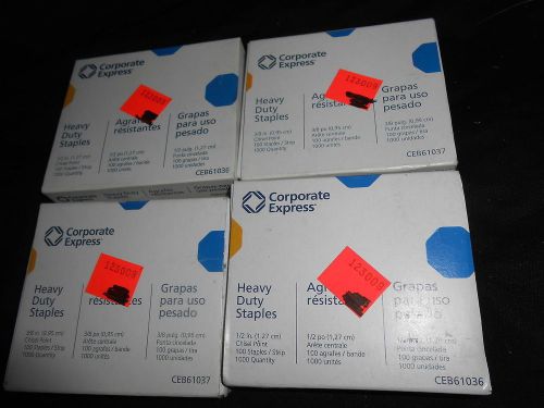 Lot of 4 Boxes Heavy Duty 1/2&#034; &amp; 3/8&#034; Staples Chisel Point 1000ct NEW CEB61036
